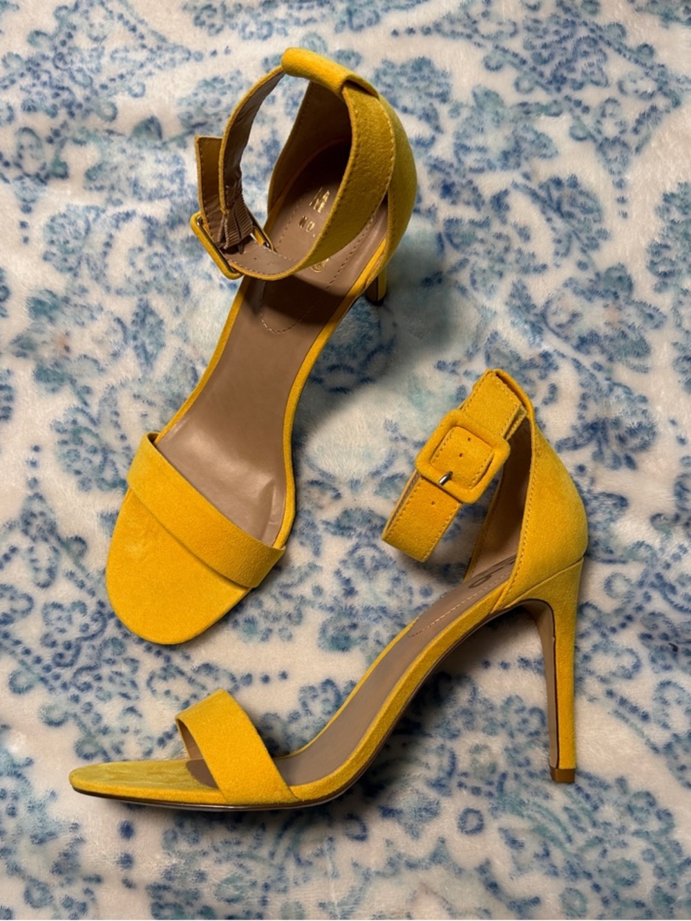Mix No. 6 Bright Yellow Suede Ankle-Strap Stiletto Sandals